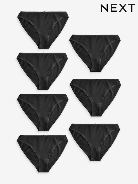 Black High Leg Rich Knickers 7 Pack (AC7605) | £12