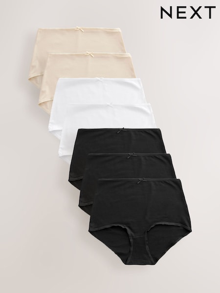Black / Pastel Rose Nude / White Full Brief Rich Knickers 7 Pack (AC7615) | £15