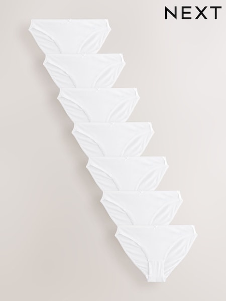 White High Leg Cotton Rich Knickers 7 Pack (AC7618) | £12