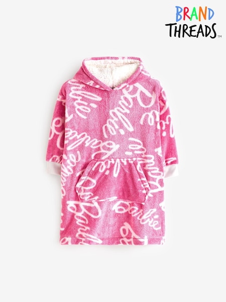 Brand Threads Pink Girls Barbie Hooded Blanket (AC7667) | £20 - £27