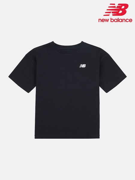 New Balance Black Small Girls Logo 100% Cotton T-Shirt (AC7686) | £20 - £24