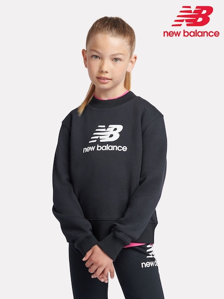 New Balance Black Girls Stacked Logo Sweatshirt (AC7707) | £40 - £48