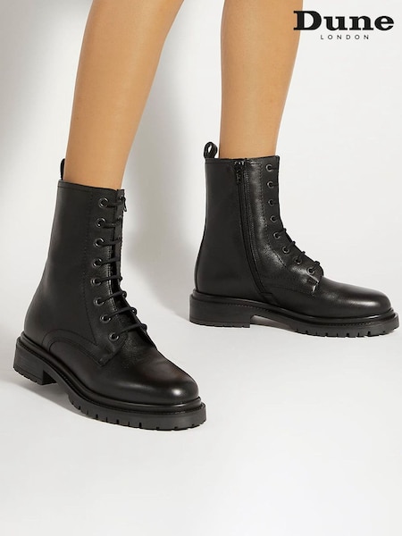 Dune London Black Prestonne Cleated Hiker Boots (AC7709) | £159