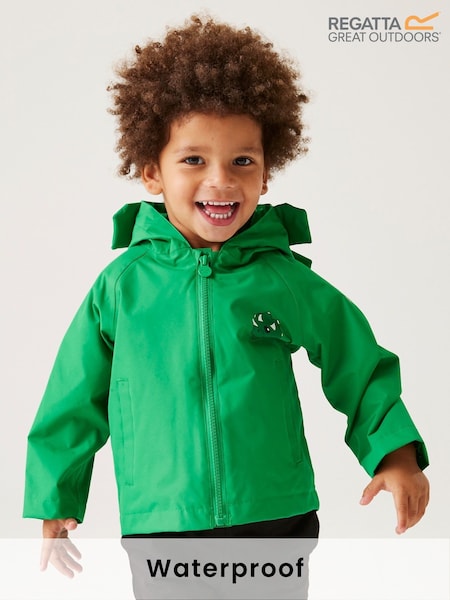 Regatta Green Kids Animal Print Waterproof Jacket (AC7768) | £28