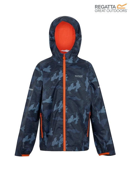 Regatta Blue Kids Printed Lever II Waterproof Jacket (AC7779) | £35