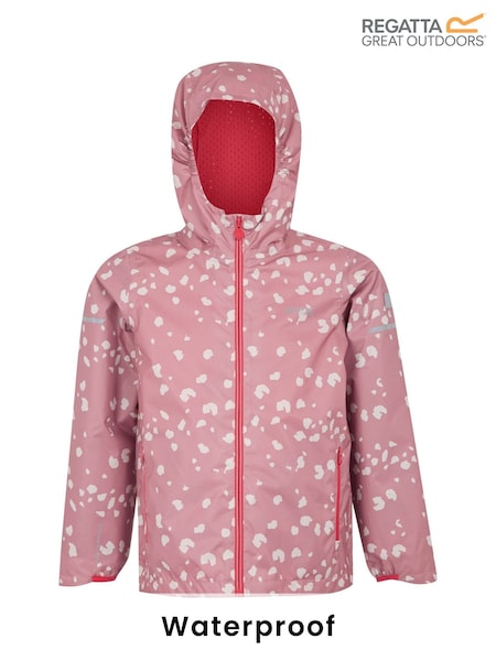 Regatta Pink Kids Printed Lever II Waterproof Jacket (AC7785) | £35