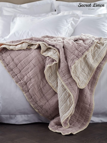 Secret Linen Store Vintage Rose Vivienne 100% Cotton Quilted Throw (AC7860) | £139