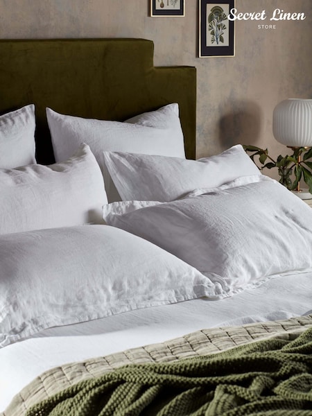 Secret Linen Store White 100% Linen Pillowcase (AC7867) | £25
