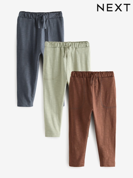 Rust Brown/Sage/Charcoal Grey 100% Cotton Lightweight Jersey Joggers (3mths-7yrs) (AC7890) | £17 - £21