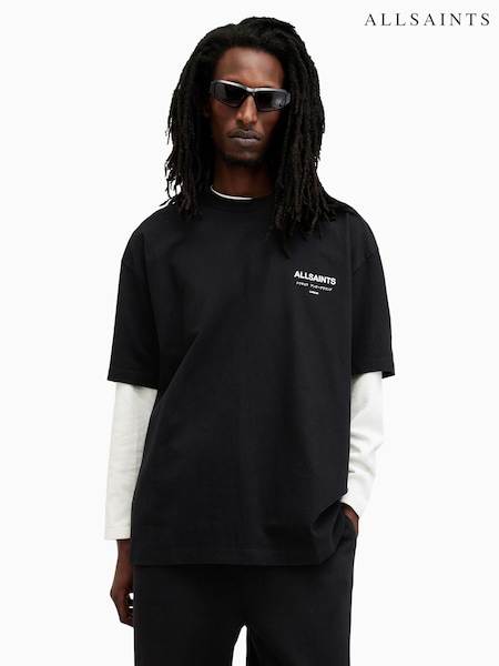 AllSaints Black 100% Organic Cotton Underground Crew Neck T-Shirt (AC8199) | £59