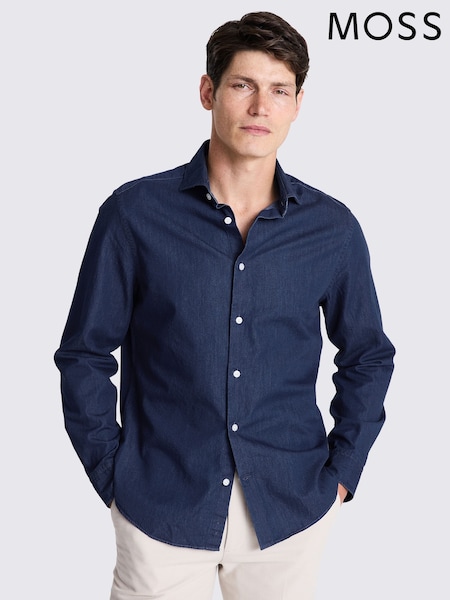 MOSS Blue 100% Cotton Denim Shirt (AC8367) | £50