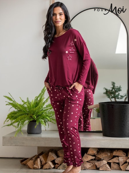 Pour Moi Red Soft Touch Jersey Star Jogger Pyjama Set (AC8391) | £37