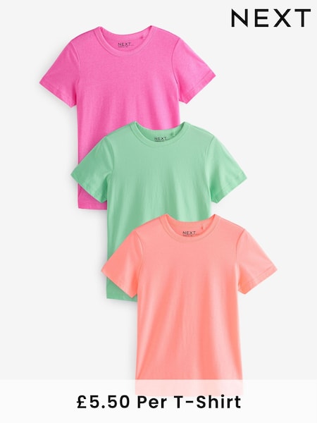 Green/Orange/Pink Essential Short Sleeve T-Shirts 3 Pack (AC8842) | £16.50