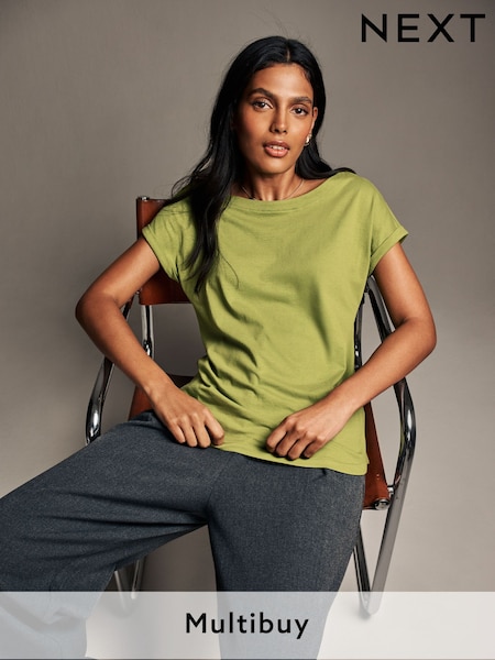 Pistachio Green Cap Sleeve T-Shirt Top (AC8856) | £7.50