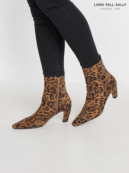 Long Tall Sally Brown Mid Heel Ankle Boots (AC9024) | £60