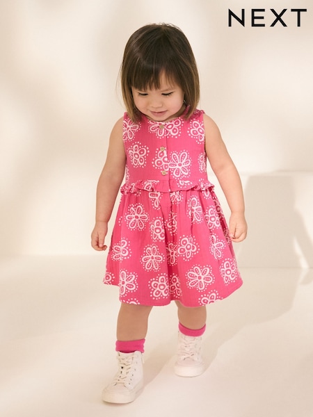 Pink Batik Sleeveless Peplum Summer Dress (3mths-8yrs) (AC9273) | £11 - £14