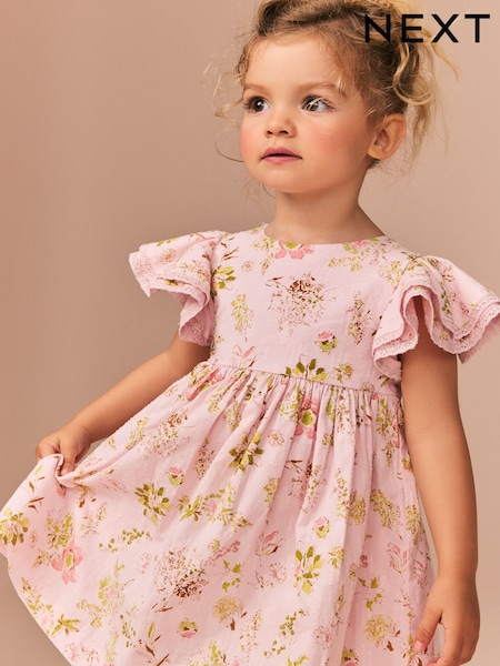Pink Angel Sleeve Dress (3mths-8yrs) (AC9275) | £15 - £18