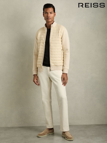 Reiss Light Stone Freddie Interlock Hybrid Funnel-Neck Jacket (AC9317) | £168