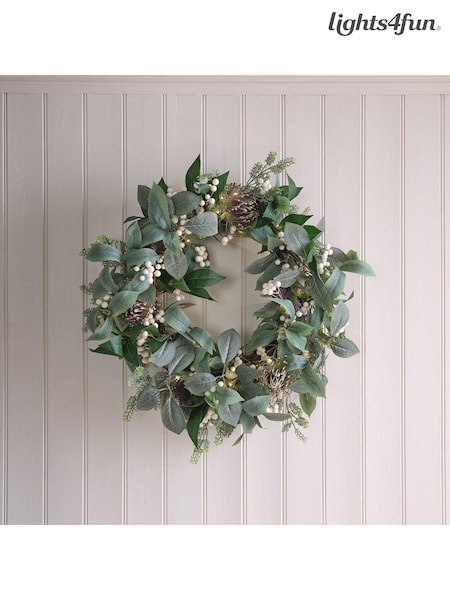 Lights4fun White Oversized Pre Lit Christmas Wreath (AC9544) | £99.99