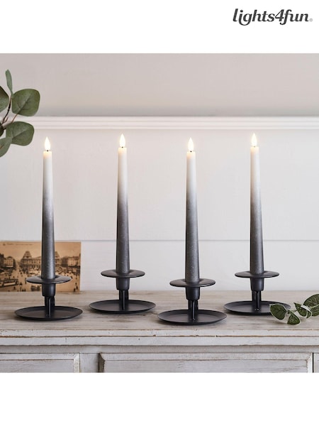 Lights4fun Grey Ombre TruGlow Remote Control Taper LED Candles (AC9549) | £29.99
