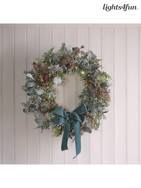 Lights4fun Black Oversized Pre Lit Autumn Winter Christmas Wreath (AC9555) | £99.99
