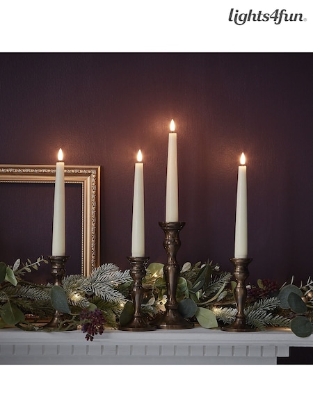 Lights4fun Ivory TruGlow Remote Control Short LED Taper Candles (AC9560) | £24.99