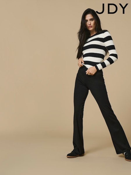 JDY Black Flared Jersey Trousers (AC9858) | £25