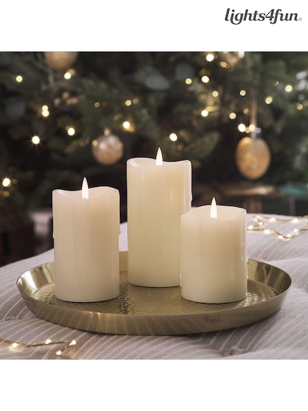 Lights4fun TruGlow® Dripping Wax LED Pillar Candle Trio (AC9862) | £28.99
