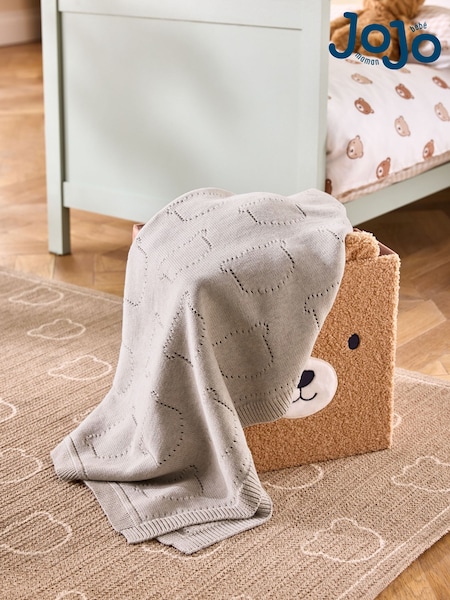 Jojo Maman Bébé Natural Bear Pointelle Baby Blanket (AD0035) | £28