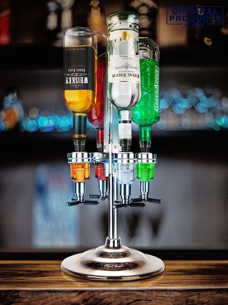 Jeray Silver Four Bottle Revolving Spirit Dispenser with LED Light (AD0078) | £60