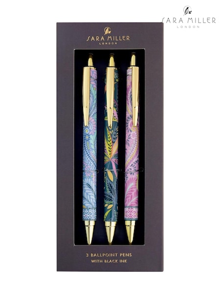 Sara Miller Set of 3 Savannah Retractable Black Ink Ballpoint Pens (AD0101) | £20