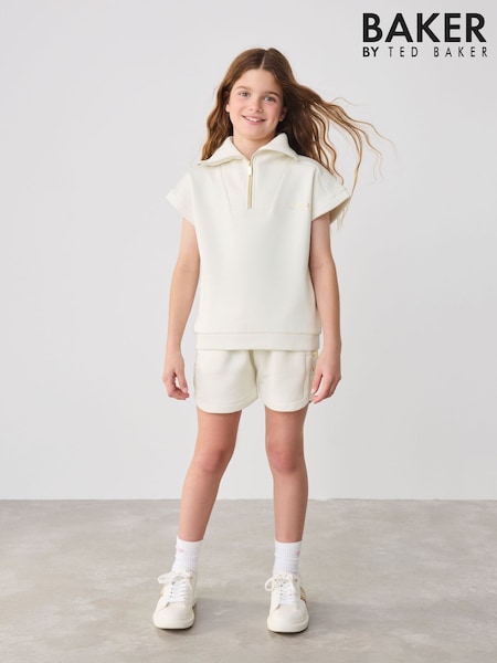 Baker by Ted Baker Cream Zip Neck Top and Shorts Set (AD0136) | £32 - £37