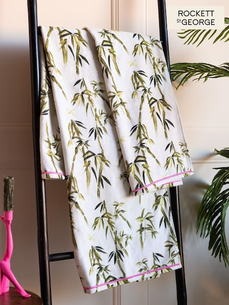 Rockett St George Green Bamboo 100% Cotton Velour Printed Towel (AD0152) | £14 - £24