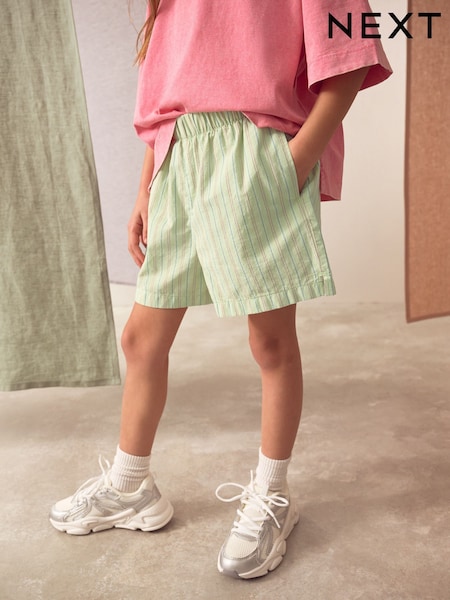 Green 100% Cotton Stripe Shorts (3-16yrs) (AD0170) | £9 - £14