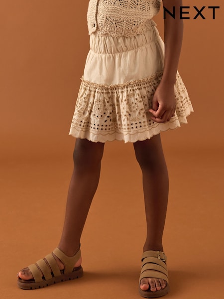 Ecru 100% Cotton Embroidered Skort (3-16yrs) (AD0182) | £21 - £26