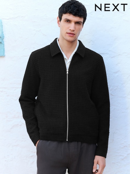 Black Smart Textured Shacket With Wool (AD0198) | £59