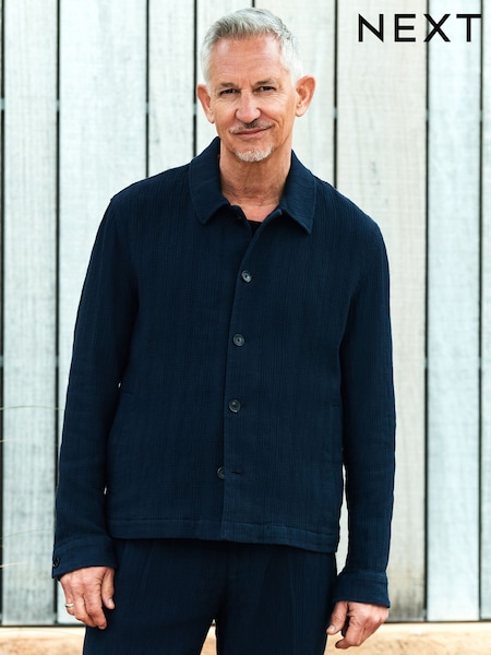 Navy Blue Smart Textured 100% Cotton Shacket (AD0200) | £59
