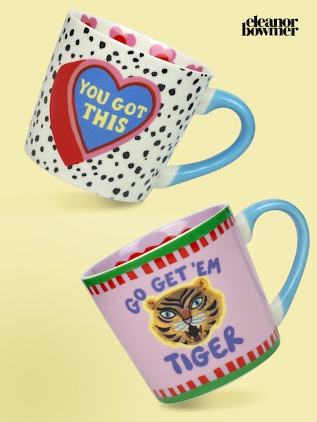 Eleanor Bowmer Yellow You Got This And Go Get Em Tiger Mug Set (AD0250) | £24