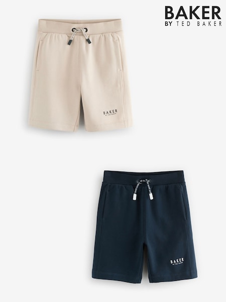 Baker by Ted Baker Ecru/Navy 100% Cotton Shorts 2 Pack (AD0654) | £30 - £37