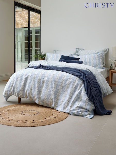 Christy Powder Blue Folia 100% Cotton Percale Duvet Set (AD0657) | £70 - £110