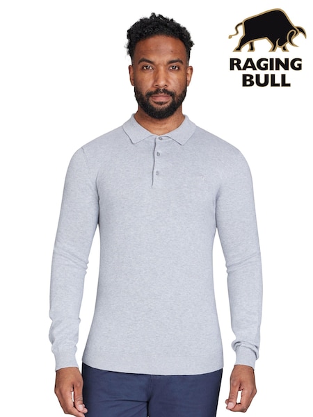 Raging Bull Grey Classic Knitted 100% Cotton Polo Shirt (AD0851) | £70 - £80