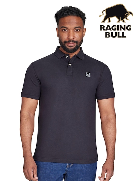 Raging Bull Patch Jersey 100% Cotton Black Polo Shirt (AD0873) | £55 - £60