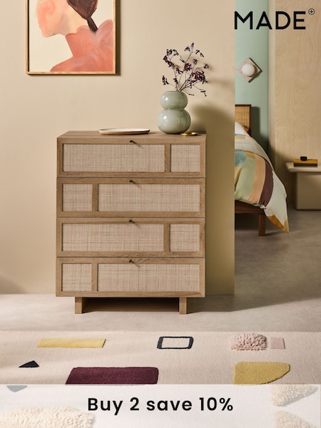 MADE.COM Oak Effect Pavia Accent Rattan Chest of Drawers (AD0950) | £399