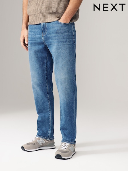 Blue Mid Regular Tapered Fit Vintage Wash Denim Jeans (AD1003) | £30