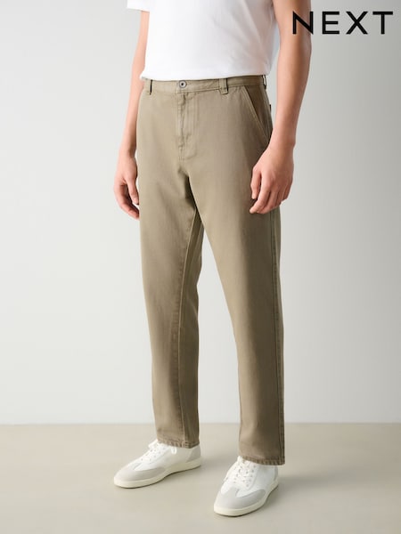 Mushroom Brown Regular Tapered Fit Soft Touch Chino Style Denim Jeans (AD1011) | £32