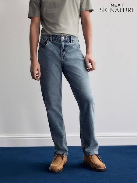 Stone Wash Straight Fit Signature Soft Touch Denim Jeans (AD1042) | £38