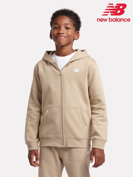 New Balance Orange Boys Brush Back Small Logo Zip Hoodie (AD1114) | £50 - £60