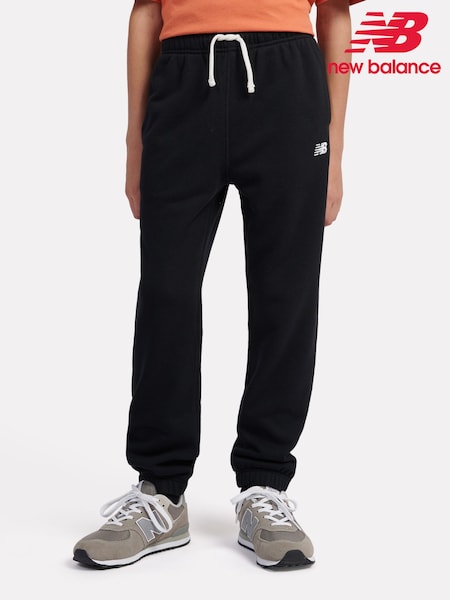 New Balance Black Boys 100% Cotton French Terry Small Logo Joggers (AD1119) | £45 - £54