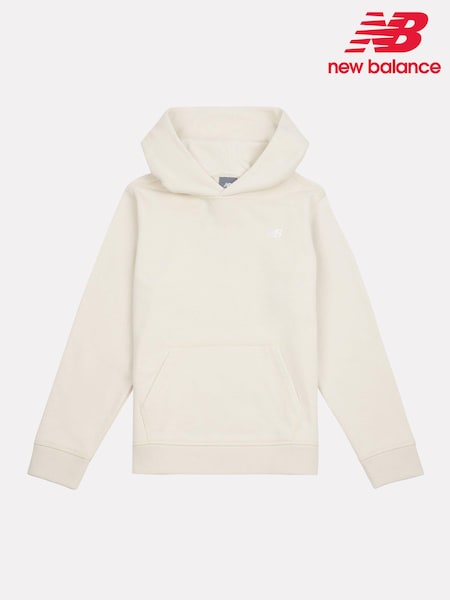New Balance White Small Boys Brush Back Logo Hoodie (AD1136) | £50 - £60