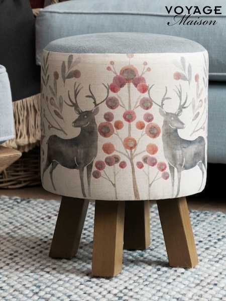 Voyage Maison Edo Mulberry Monty Round Footstool (AD1255) | £80